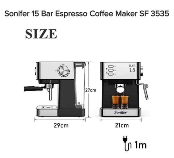 Sonifer 15 Bar Espresso Coffee Maker (850W, 1.6L) - SF-3535 - Image 3