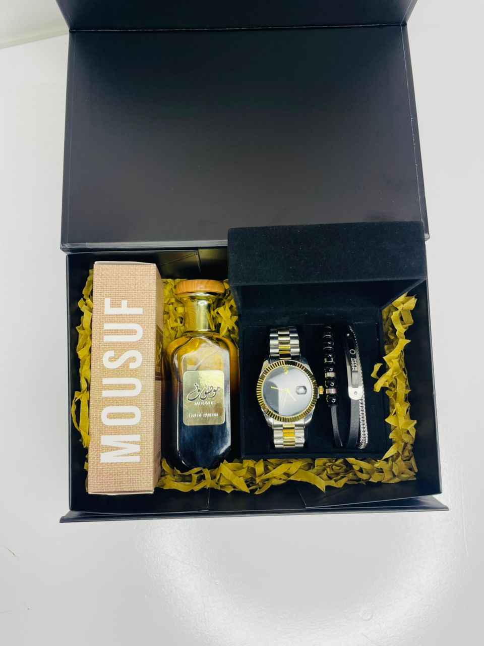 Rolex watch ,Mousuf perfume set for men