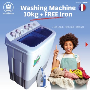 Westpoint washing machine semi Automatic and get free westpoint iron 10kg