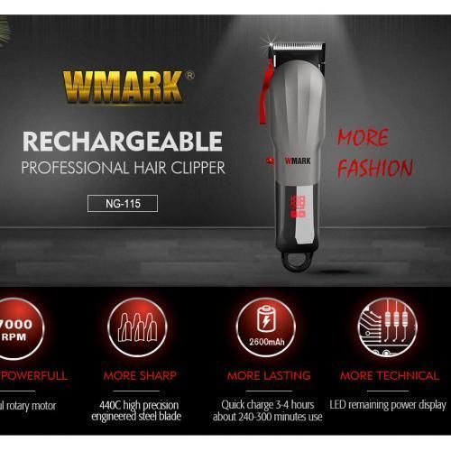 WMARK Rechargeable Hair Clipper Long Lasting Battery 2600mAh - Image 3