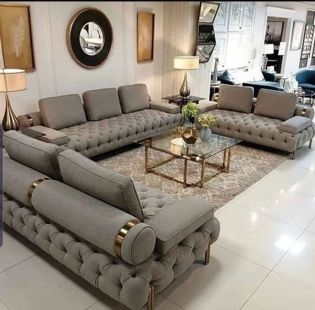 Classic Velvet Sofa 2+2+3 Seater Gray Colour