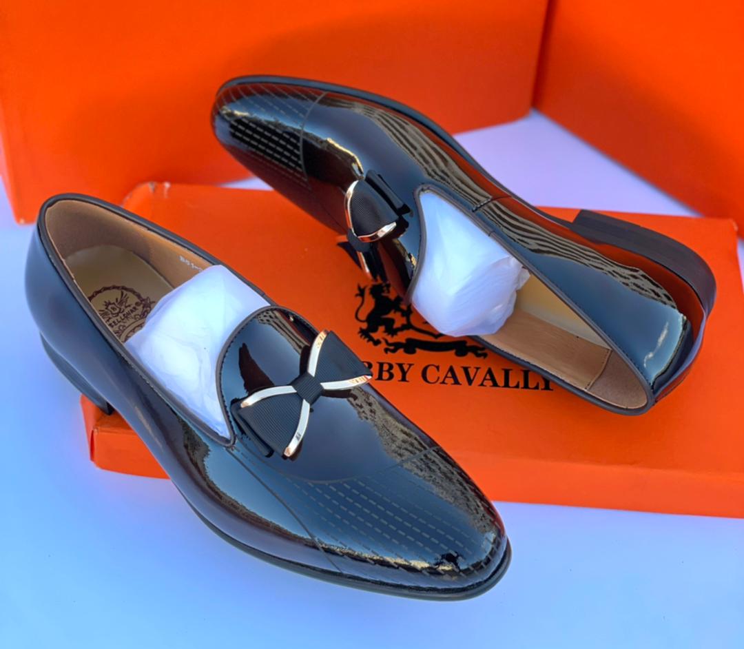 Men's Glossy Black Loafers Shoes