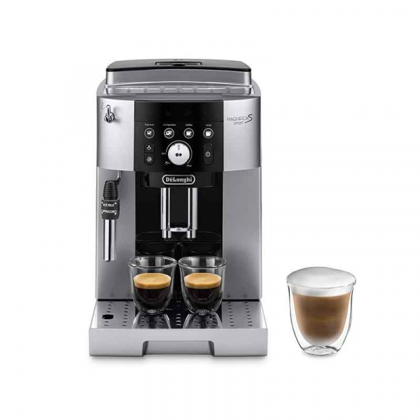 De'Longhi MAGNIFICA S SMART Bean To Cup Fully Automatic Coffee Machine With Milk Frother, Built In Grinder, Americano, Cappuccino, Latte, Macchiato & Espresso Maker ECAM250.23.SB Silver & Black