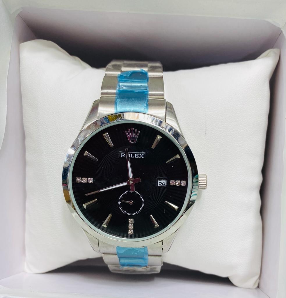 Classic Rolex Watch Silver & Black Colour Tape 7