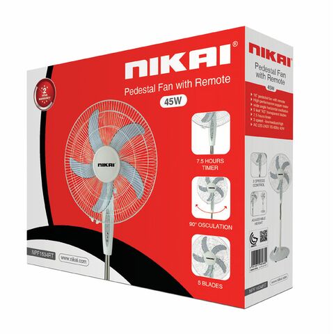 Nikai Stand Fan 16'' With Remote 65w Plastic Blade NPF1634RT - Image 2