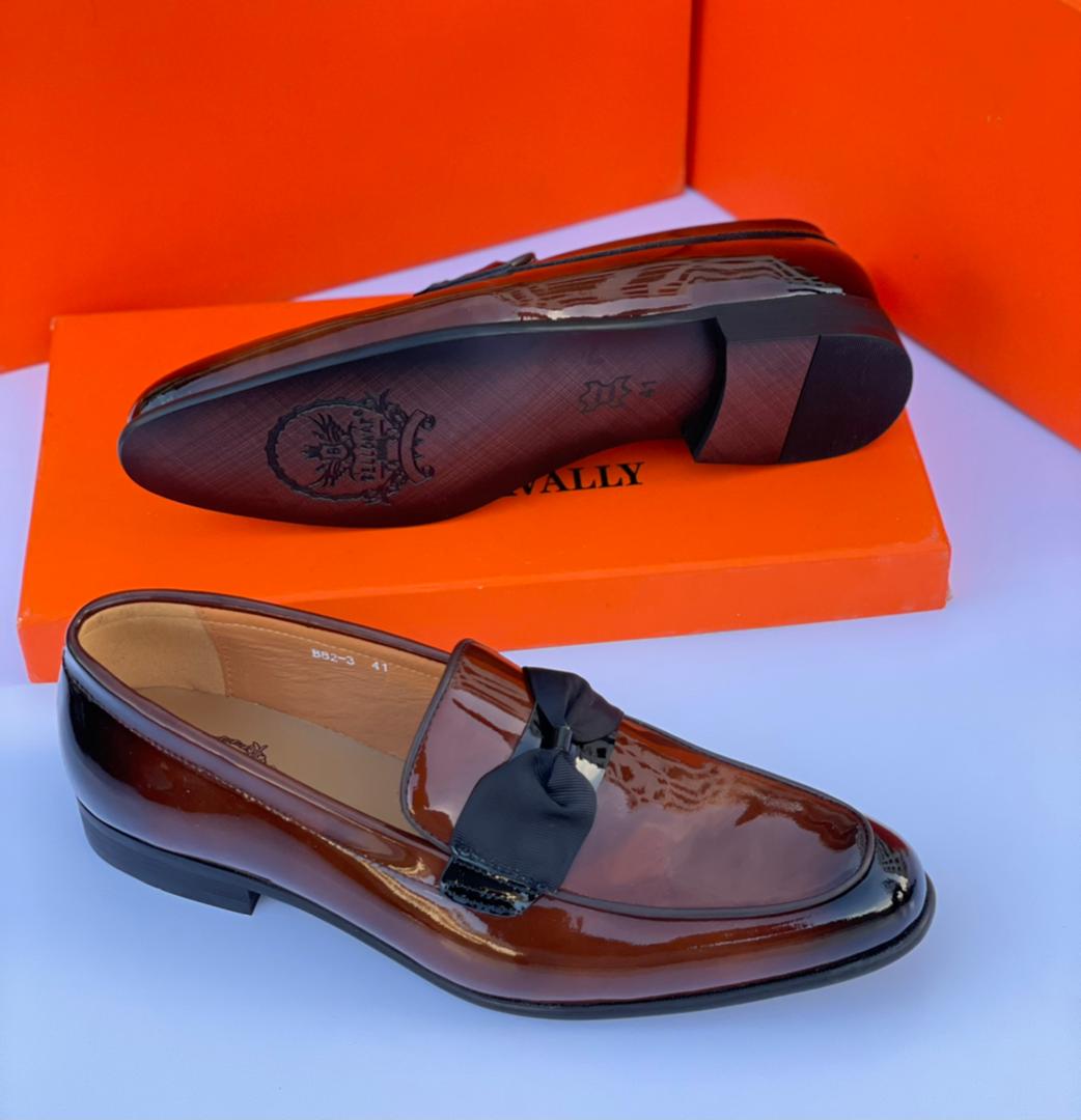 Brown Colour Patent leather Loafers Men Slippers Shoes