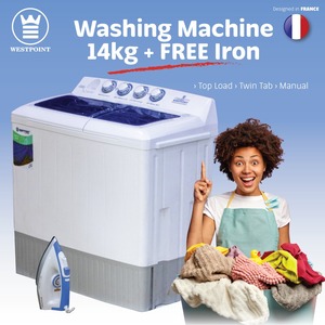 Westpoint washing machine semi Automatic and get free westpoint iron 14kg