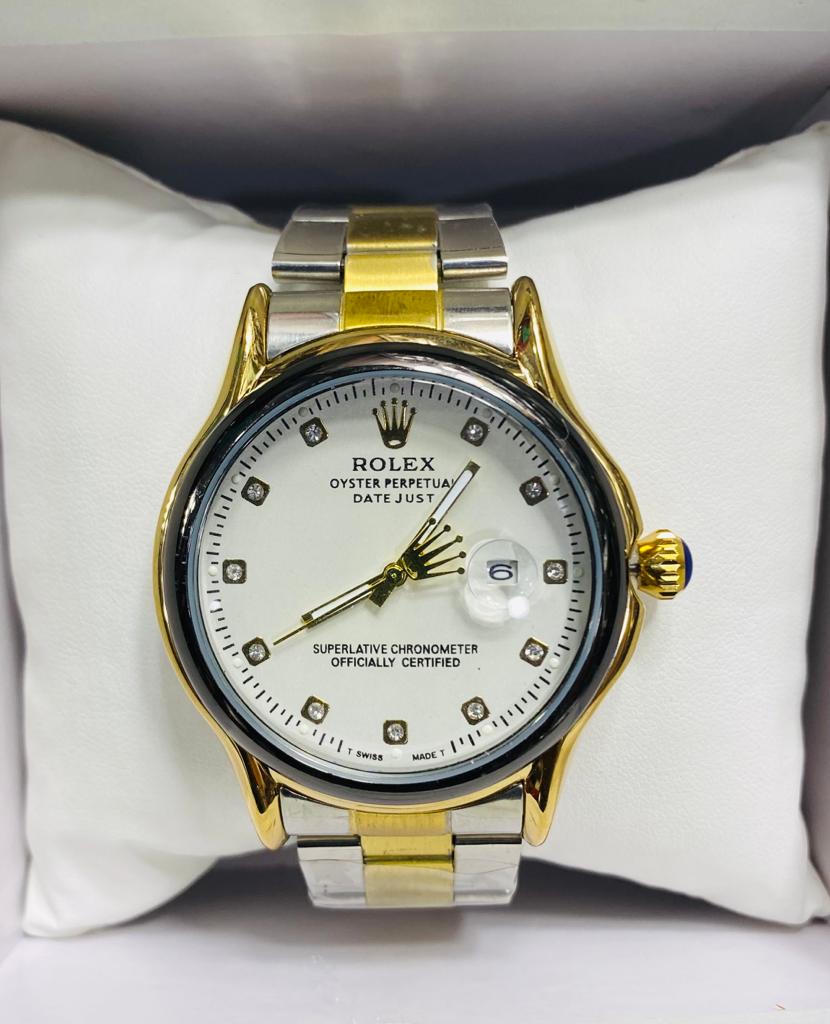 Classic Rolex Watch Gold & White Colour Tape 4