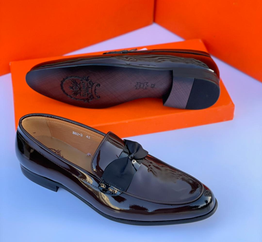 Black Colour Patent leather Loafers Men Slippers Shoes