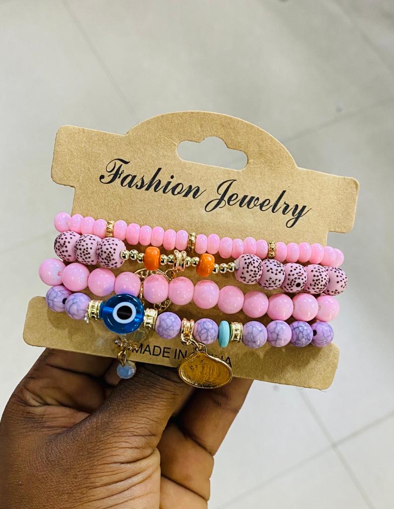 Bracelet 4pics Full Set Pink & Purple Colour Tape 22