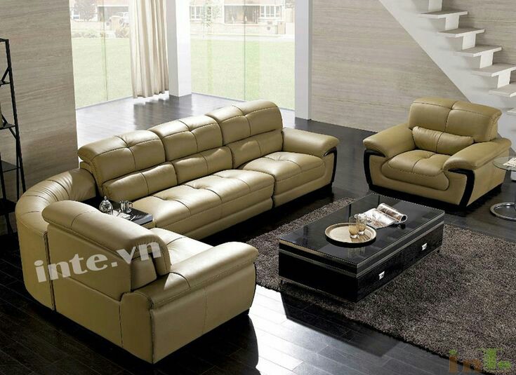 Classic Leather Sofa Set Mustard Yellow Colour