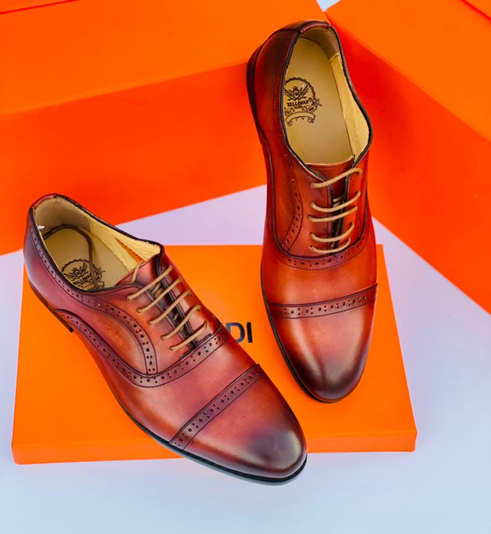 Men's Brown Leather Classic Oxford Shoes Tape 7