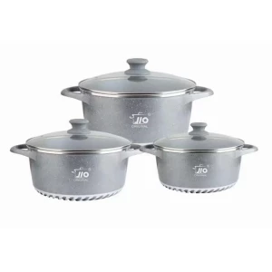 JIO Cookware Granite 3 Pcs Ml (20 cm, 24 cm, 28 cm), Black
