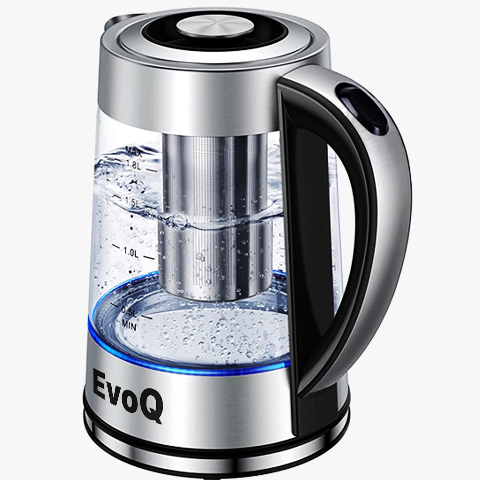 EvoQ Glass Electric Kettle 1.8L with LED Light – EKT-18GL
